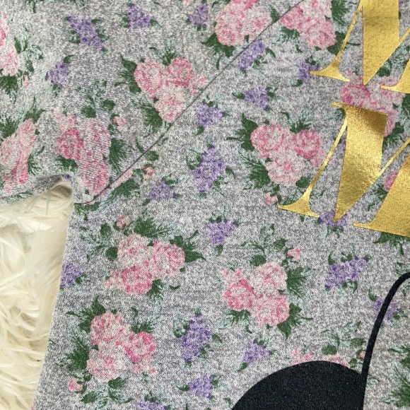 Forever 21 Disney Minnie Mouse gold grey floral pullover crew neck sweatshirt S - Picture 10 of 16